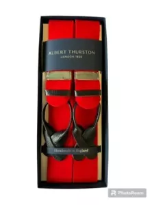 ALBERT THURSTON RED BOXCLOTH LEATHER END BRACES - Picture 1 of 1
