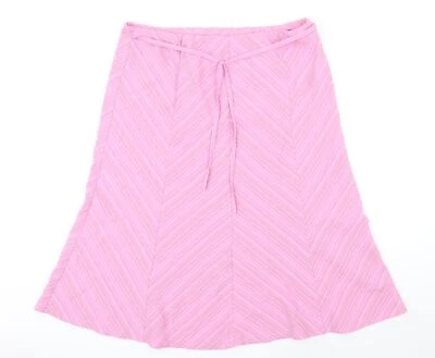 BM Womens Pink Striped Polyester A-Line Skirt Size 16 Zip - Image 1 of 4