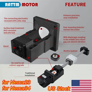 【US】Nema34/Nema23 Stepper Motor Ballscrew Integrated Mounting Bracket BF12 BF15 - Picture 1 of 17