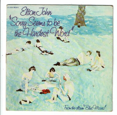 Elton JOHN 45T 7" SORRY SEEMS TO BE The HARDEST WORD -SHOULDER HOLSTER -R. 98364 - Photo 1/3