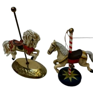 2 Vintage ENESCO Designed Giftware Carousel Horse Christmas Ornaments - Picture 1 of 8