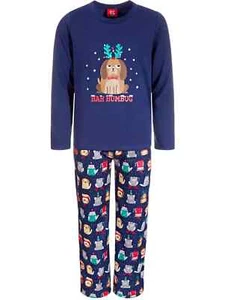 Family Pajamas Kids' 2-Piece Bah Humbug Dogs Pajama Set Color Blue Size S(6/7) - Picture 1 of 3