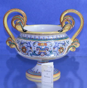 Deruta Raffaellesco Majolica Jardiniere Bowl Hand-Painted w Serpentine Handles - Picture 1 of 8