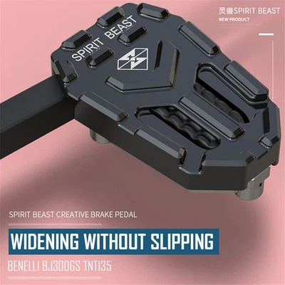 1PC Black Motorcycle BN600 Aluminum Alloy Modified Widened Brake Pedal Non-slip - Image 1 of 4