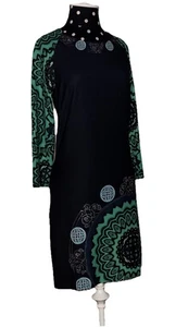 Desigual-Wearable Art-Black 3/4 Sleeve Knit Dress-Size 36 - Picture 1 of 15