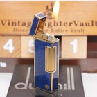 With D Mark Dunhill Vintage Lighter Gold/Blue _Ultrasonically Cleaned_Working