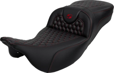 Saddlemen Roadsofa Red Honeycomb Extended Gel Seat for 2008-2025 Harley Touring - Image 1 of 3