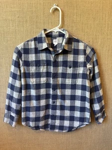 Gap Kids Boys Blue Check Flannel Long Sleeve Button Up Shirt Size M (8/9) - Picture 1 of 2