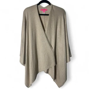 Lilly Pulitzer – Women's Gold Metallic Knit Open Front Wrap Cape Shawl – OS - Picture 1 of 6