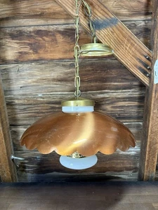 VTG MID CENTURY MODERN Pull Down Ceiling Light Hurricane Metal Hanging Lamp - Picture 1 of 13