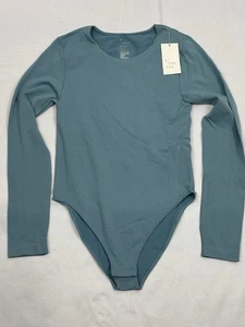 Neu mit Etikett A New Day Damen-Body Gr. M türkis Langarm Rundhalsausschnitt nahtlos Stretch - Bild 1 von 7