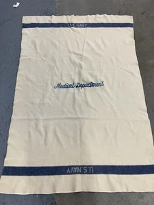 Vintage WW2 30s 40s US Navy Medical Department Blanket Edmonds NICE - Picture 1 of 2