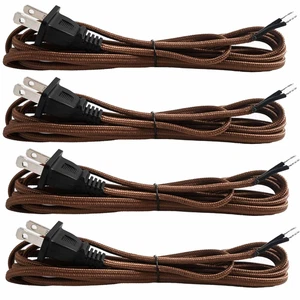 Cable de lámpara de repuesto cubierto de tela de rayón de 8 pies con enchufe final para lámpara antigua - Imagen 1 de 12
