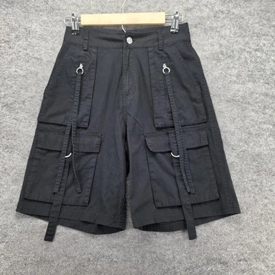 Pantalones Cortos Divididos H&M Para Mujer 0 Negros Correa de Carga Bolsillo Utilidad Y2K Ropa de Calle Foto 1 de 4