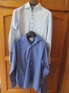 2x Camicie blu a maniche lunghe per gemelli, 15,5" di Thomas Pink, Lipman & Sons - Foto 1 di 20