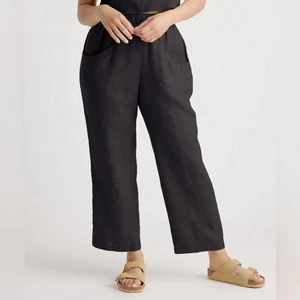 Pantalones cónicos de lino europeo negro Quince talla XL nuevos con etiquetas - Imagen 1 de 10