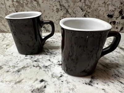 Crate & Barrel Set of 2 Cups Demitasse Espresso Brown 3" Mugs - Image 1 of 4