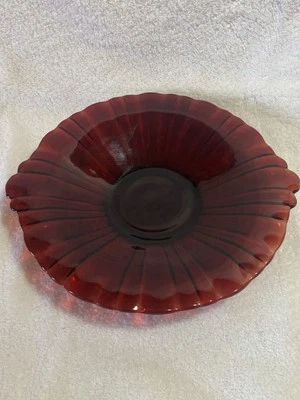 Old Cafe Royal Ruby Round Mint Tray Anchor Hocking Ridges BEAUTIFUL (BOX 2) - Image 1 of 4