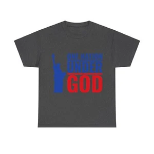 One Nation Under God Statue of Liberty America Unisex Heavy Cotton Tee - Picture 1 of 21