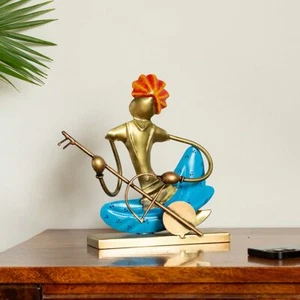 Veena Player Folk Artist Hand painted Decorative Showpieces for Home Décor Item - Picture 1 of 7