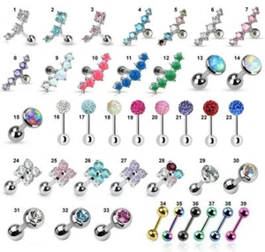 Cartilage Tragus Bar Stud Piercing Gem Opal Ferido Plain Ball  - Picture 1 of 1