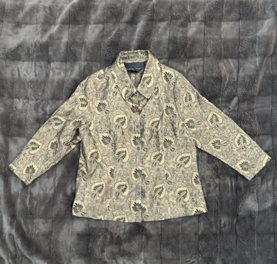 Blusa Yansi Fugel Diseñador Leave Cuello Metálico Abotonada Talla L De Colección Foto 1 de 4