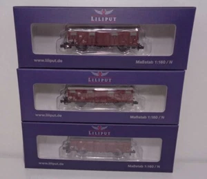 Liliput - N 260147 Gedeckte Güterwagen-Set DB Ep.IV NEU & OVP - Picture 1 of 10