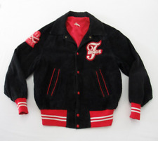 Vintage Corduroy Letterman Jacket Mens 44 Fits Smaller Collared Chenille Patches