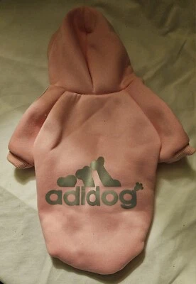 Sudadera con Capucha Adidog para Perros Pequeños Rosa Rayas Huesos Logo Suave Comodidad NUEVA Foto 1 de 4