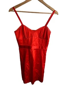 Mini abito corto casual A|X Armani Exchange rosso arancione raso seta scollo a V con spalline - Foto 1 di 5