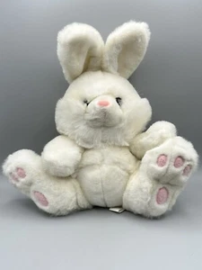 Lindo conejito de peluche vintage American Wego 12" sentado con patas de nieve blanco - Imagen 1 de 6