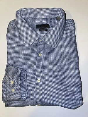 Camisa de Vestir Ruffini Etiqueta Negra Abotonada Calce Ajustado Azul Blanco XL 17-17 1/2 34 35 Foto 1 de 2