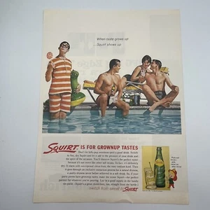 Squirt Citrus Soda 1962 Vintage Print Ad 10"x13.25" pool party grown up taste - Picture 1 of 2
