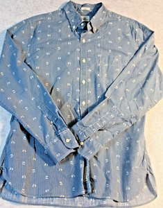 J.Crew button down collared shirt Stripe Chambray Floral Size L Casual Prep - Picture 1 of 4