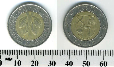 Ghana 1991 - 100 Cedis Bi-Metallic Coin - Cocoa beans Cover