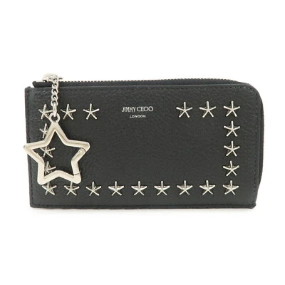 JIMMY CHOO Star Studs Leather Card Case Fragment Case Black Authentic Used F/S - Image 1 of 4
