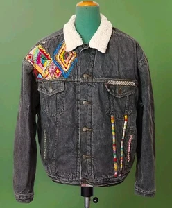 LEVI'S Sherpa Trucker Vintage Denim Nero XXL Customizzato Unico 3 - Imagen 1 de 18