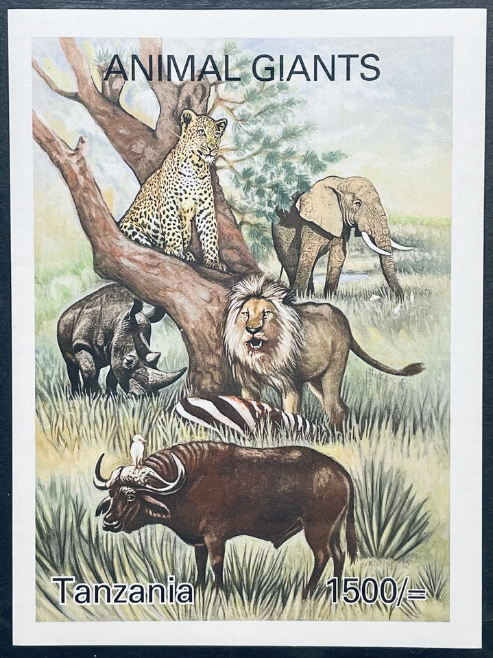 TANZANIA LOS CINCO GRANDES ANIMALES SALVAJES ESTAMPILLAS IMPERFECTAS SS MNH 2003 LEOPARDO SILVESTRE 1 Foto 1 de 1