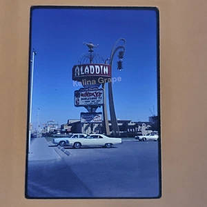 1972 Aladdin Las Vegas Hotel Sign 35mm Film Slide Minskys Burlesque Casino Sabre - Picture 1 of 4