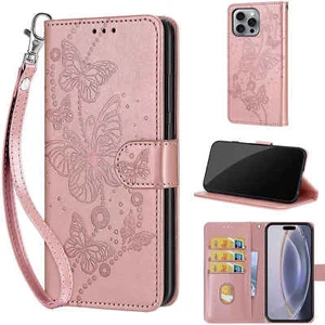 For Various Phone Classic Luxury Butterfly Leather Wallet Case Flip Stand Cover - Picture 1 of 9