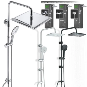 Duscharmatur Duschset ohne Armatur Duschsäuleset Duschsystem Duschkopf Aus Eckig - Bild 1 von 29