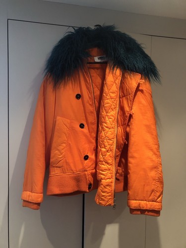 MAISON MARGIELA Cappotto parka Martin Margiela MM6 arancione fluo verde acqua finto colletto mongolo 40 £820