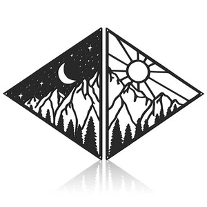 Peryiter 2 Pcs Metal Wall Art Decor Metal Sun Moon Wall Decor Modern Wall Dec... - Picture 1 of 7