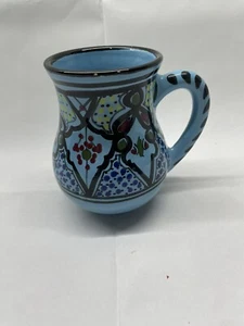 Blaue Tasse Keramik Kunst handbemalt - Bild 1 von 3