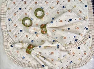 Fitz & Floyd Vintage Vogel Serviettenringe 4er Set, zwei 80er Tischsets & Servietten - Bild 1 von 9