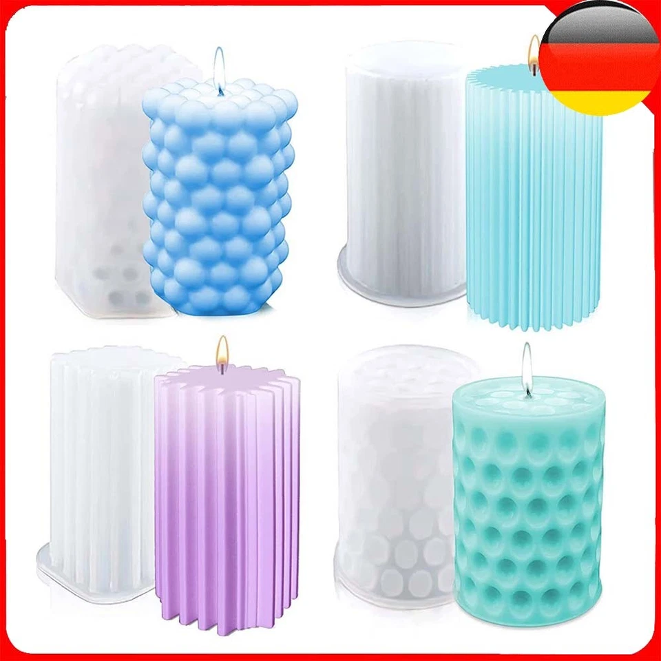 MARKENLOS 4er Set 3D Silikonform Kerzenform DIY Kerzengießen Seifen Form Kerzen Gießform.