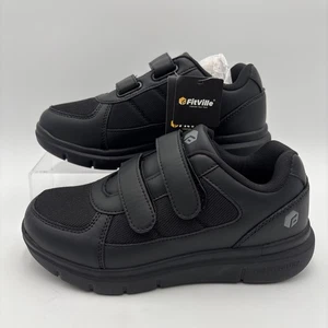 Fitville MARCA Mens Size 8 EW Black 2 Strap Hook Loop Comfort Diabetic Shoes NEW - Picture 1 of 8