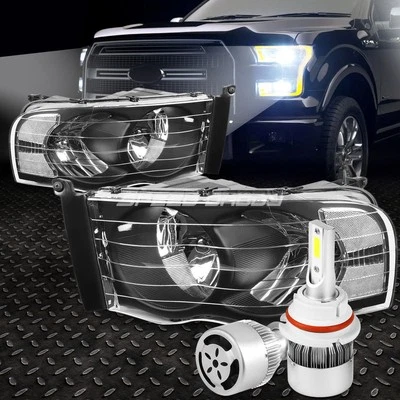 ЧЕРНЫЙ КОРПУС ФАРЫ + ПРОЗРАЧНЫЙ УГОЛ + БЕЛЫЙ СВЕТОДИОД 9007 HID + ВЕНТИЛЯТОР ДЛЯ 02-05 DODGE RAM - Изображение 1 из 4