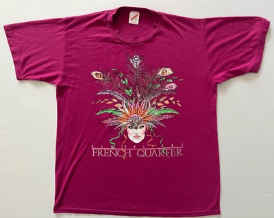 Camiseta vintage New Orleans French Quarter para mujer talla L Jerzees hecha en fucsia en EE. UU. Foto 1 de 4