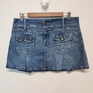 Vintage Y2K Candies Denim Plissee Micro Rock Größe 11 32" blau Boho Chic 2000er - Bild 1 von 10